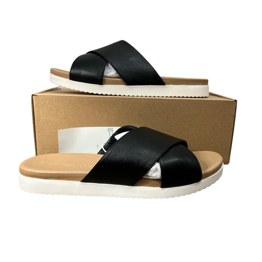 NIB Amazon Essentials Criss Cross Sport Sandals Size 10 Black - Picture 2 of 5